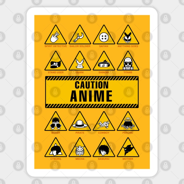 Anime Signs - Caution Sticker by manoystee